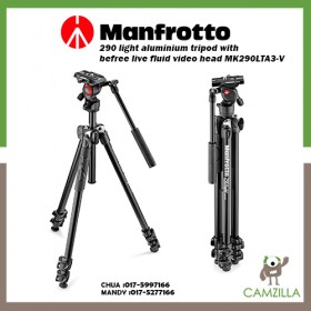 Manfrotto 290 light aluminium tripod with befree live fluid video head MK290LTA3-V